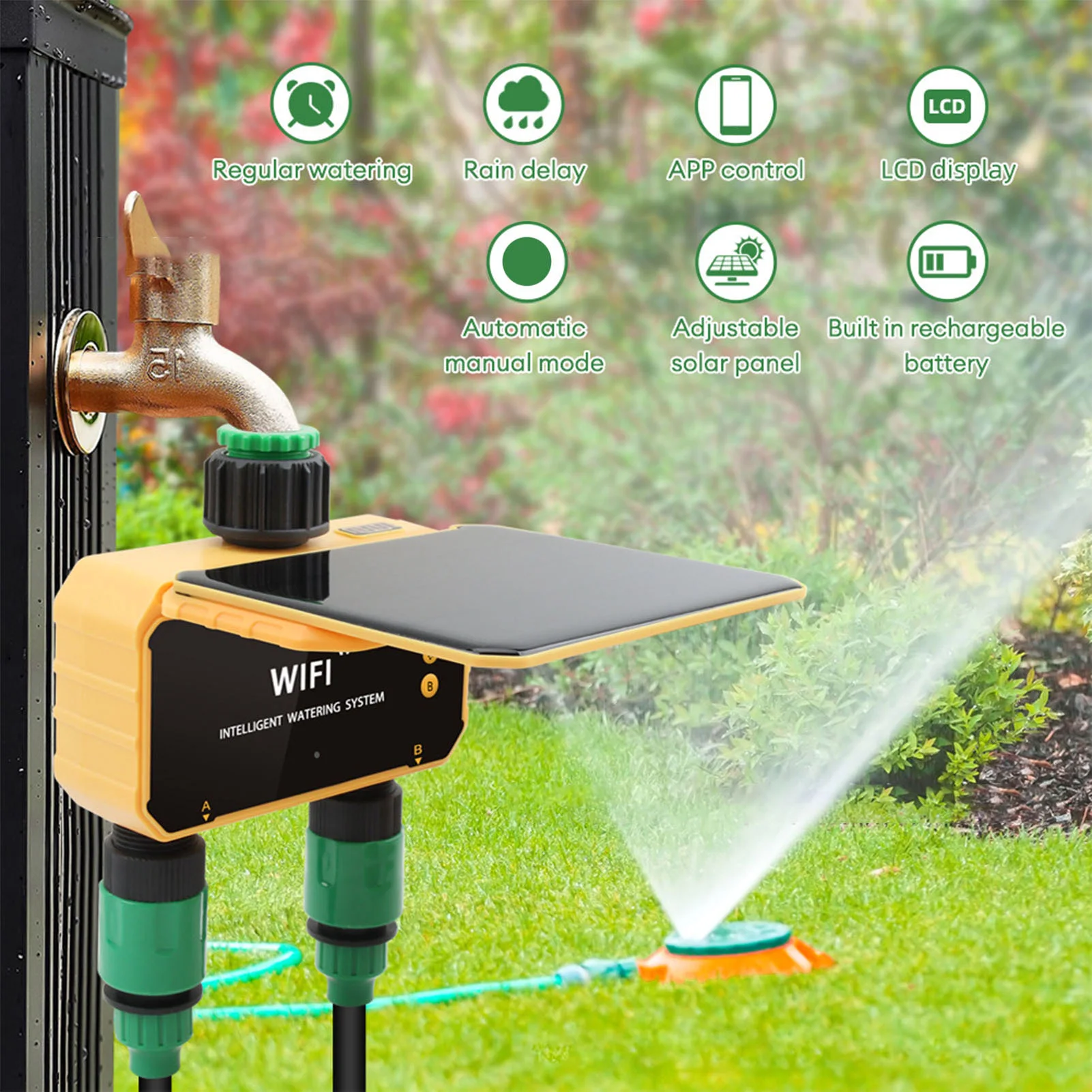 Smart Garden Sprinkler - Temporizador de Riego Inteligente WiFi Solar